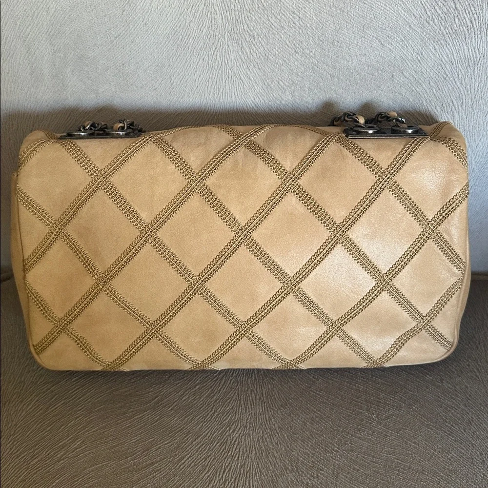 CHANEL Diamond Stitch Flap Leather Shoulder Bag in Tan with Silver Hardware